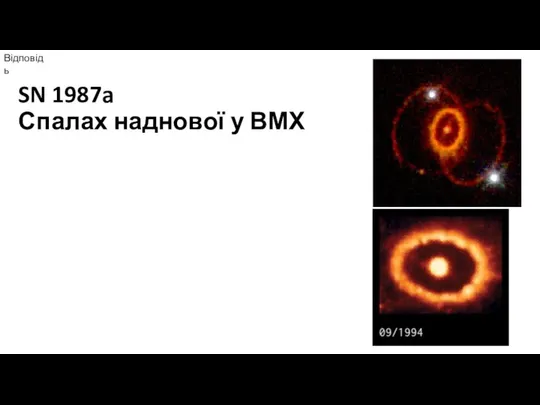 SN 1987a Спалах наднової у ВМХ Відповідь