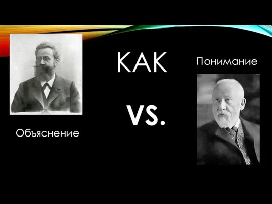 КАК Объяснение Vs. понимание Объяснение Понимание VS.