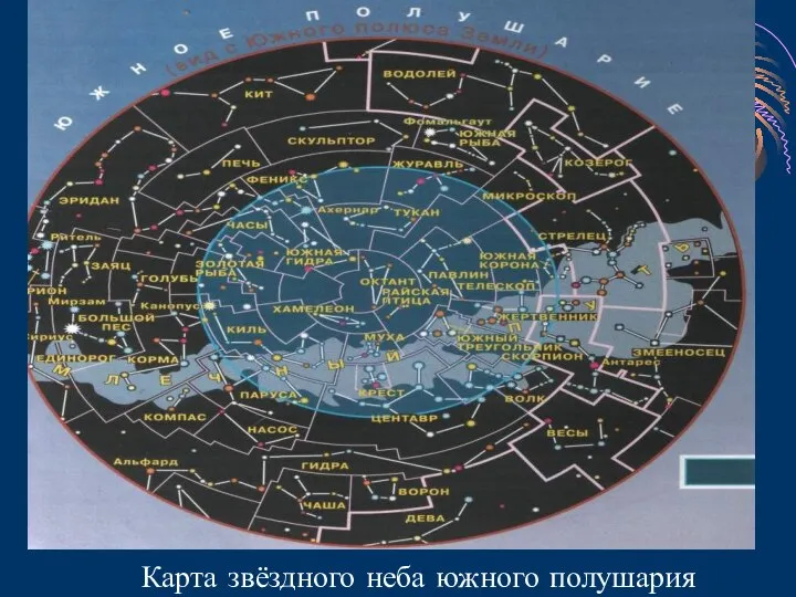 Карта звёздного неба южного полушария