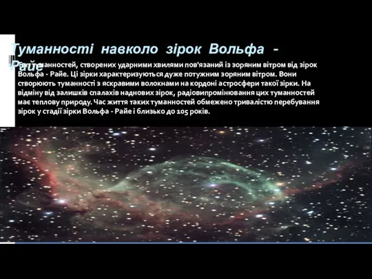 Туманності навколо зірок Вольфа - Райе Тип туманностей, створених ударними хвилями