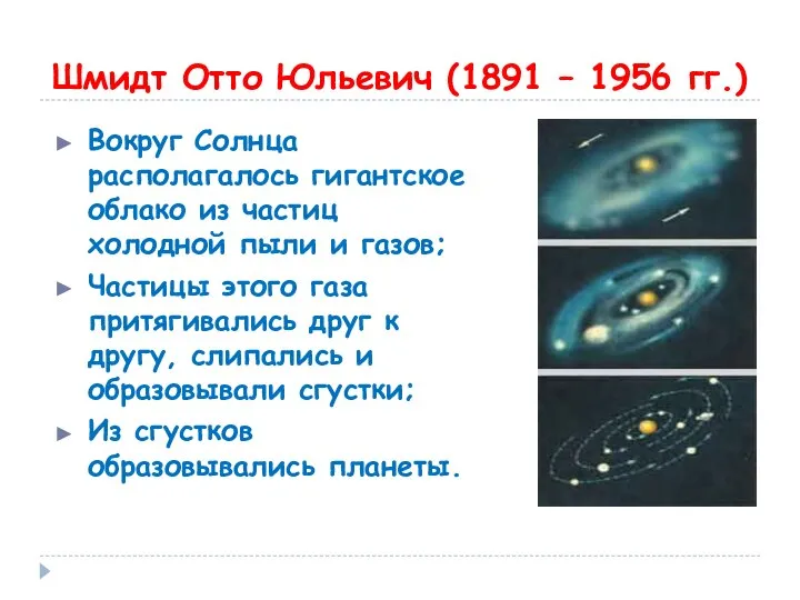 Шмидт Отто Юльевич (1891 – 1956 гг.) Вокруг Солнца располагалось гигантское