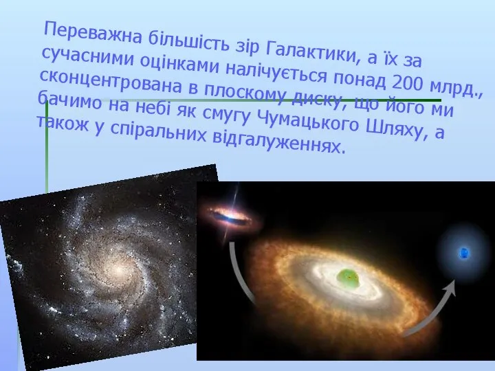 Переважна більшість зір Галактики, а їх за сучасними оцінками налічується понад