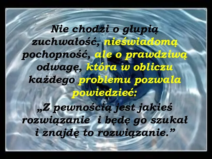 Nie chodzi o głupią zuchwałość, nieświadomą pochopność, ale o prawdziwą odwagę,