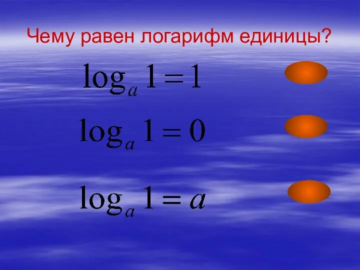 Чему равен логарифм единицы?