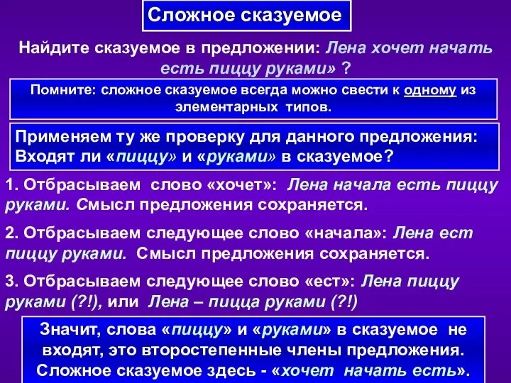 Применяем ту же проверку для данного предложения: Входят ли «пиццу» и