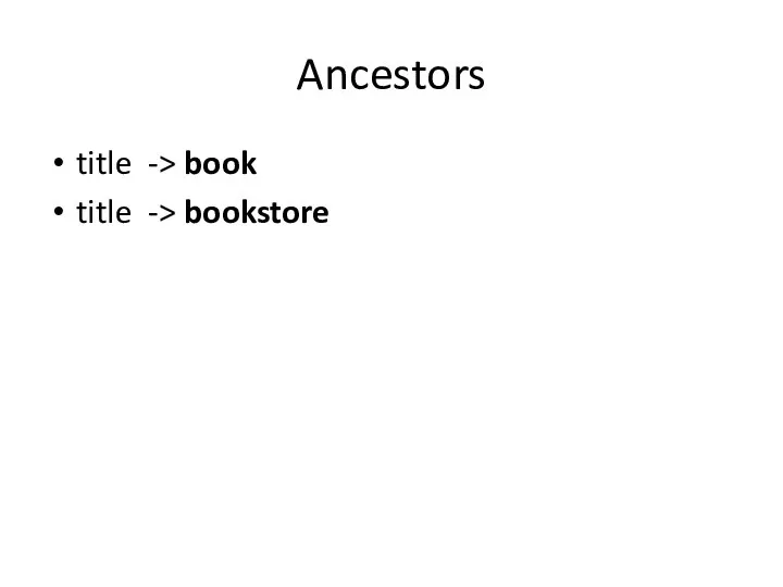Ancestors title -> book title -> bookstore