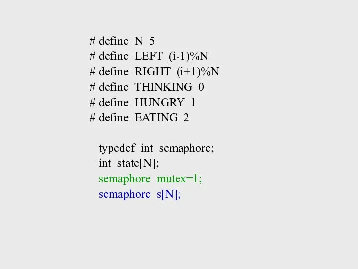 # define N 5 # define LEFT (i-1)%N # define RIGHT