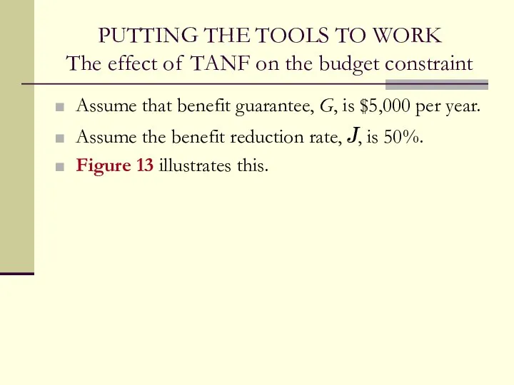 PUTTING THE TOOLS TO WORK The effect of TANF on the
