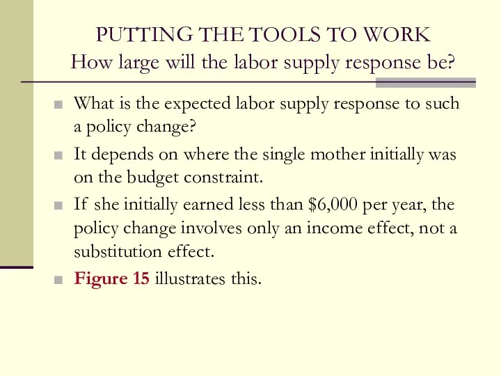 PUTTING THE TOOLS TO WORK How large will the labor supply