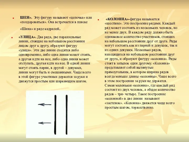 ШЕН». Эту фигуру называют «цепочка» или «поздороваться». Она встречается в пляске