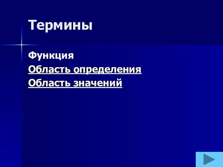 Термины Функция Область определения Область значений