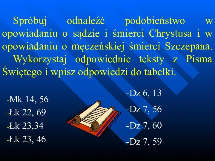 Spróbuj odnaleźć podobieństwo w opowiadaniu o sądzie i śmierci Chrystusa i