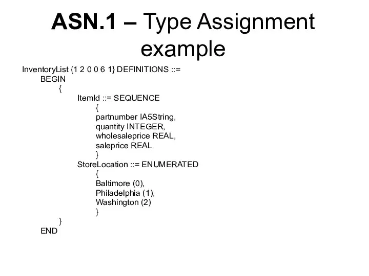 InventoryList {1 2 0 0 6 1} DEFINITIONS ::= BEGIN {