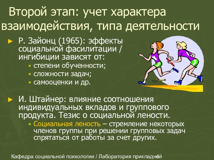 Кафедра социальной психологии / Лаборатория прикладной социальной психологии Второй этап: учет