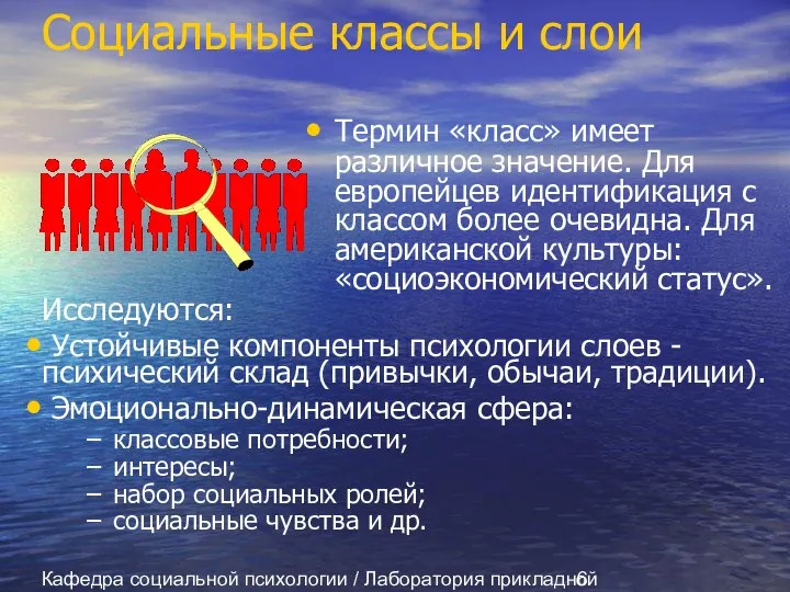 Кафедра социальной психологии / Лаборатория прикладной социальной психологии Социальные классы и