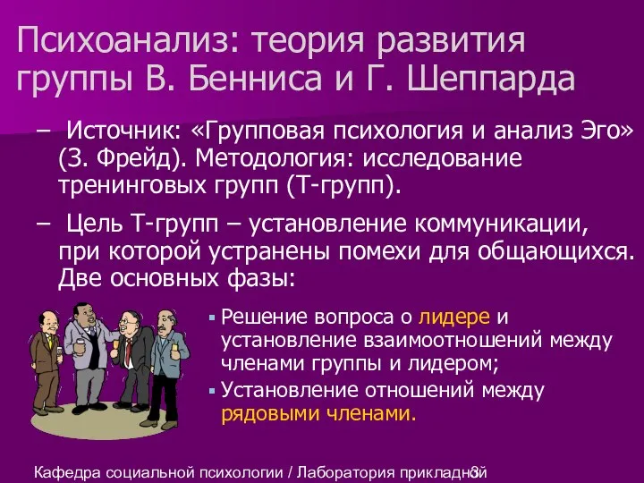 Кафедра социальной психологии / Лаборатория прикладной социальной психологии Психоанализ: теория развития