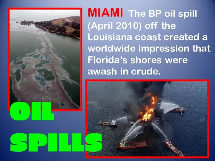 MIAMI The BP oil spill (April 2010) off the Louisiana coast