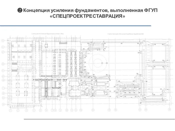 ❷ Концепция усиления фундаментов, выполненная ФГУП «СПЕЦПРОЕКТРЕСТАВРАЦИЯ»