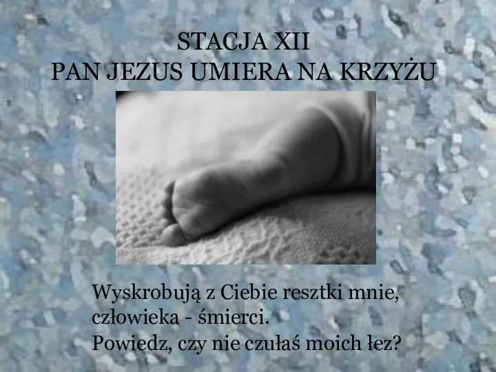 STACJA XII PAN JEZUS UMIERA NA KRZYŻU Wyskrobują z Ciebie resztki