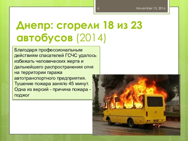 Днепр: сгорели 18 из 23 автобусов (2014) November 15, 2016 Благодаря