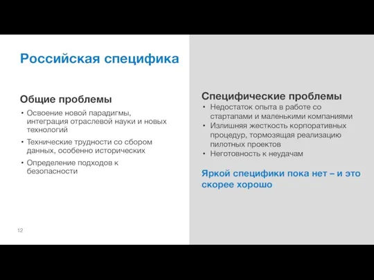 Российская специфика Общие проблемы Освоение новой парадигмы, интеграция отраслевой науки и