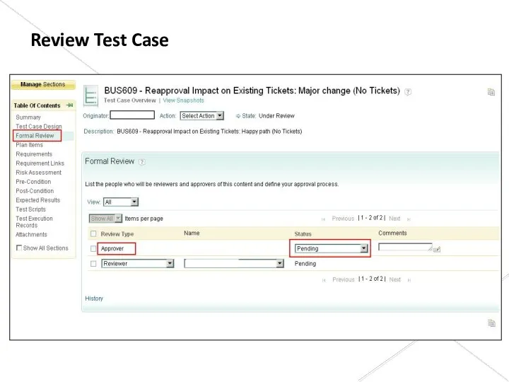 Review Test Case