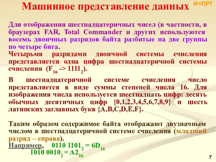 Для отображения шестнадцатеричных чисел (в частности, в браузерах FAR, Total Commander