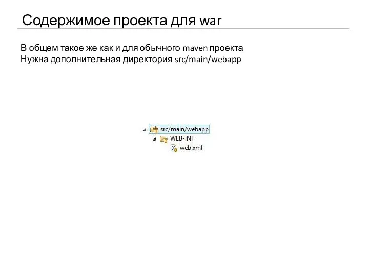 Содержимое проекта для war В общем такое же как и для