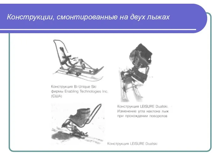 Конструкции, смонтированные на двух лыжах