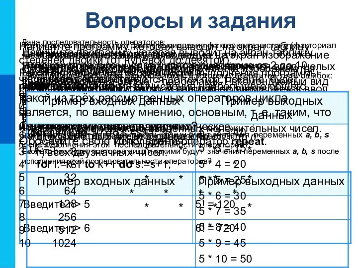 Вопросы и задания Дана последовательность операторов: a:=1; b:=2; while a+b begin