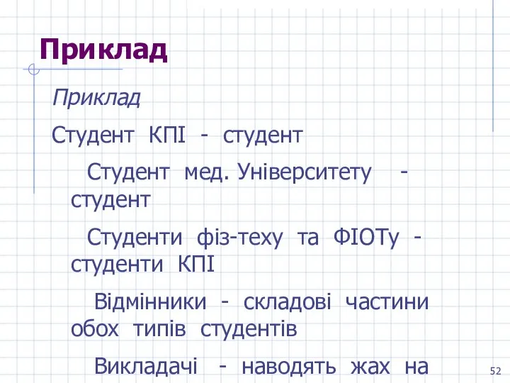 Приклад Приклад Студент КПІ - студент Студент мед. Університету - студент