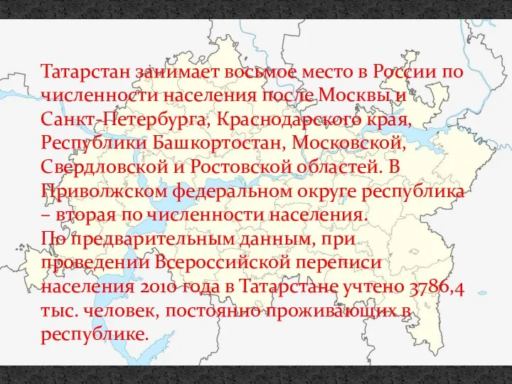 Татарстан занимает восьмое место в России по численности населения после Москвы