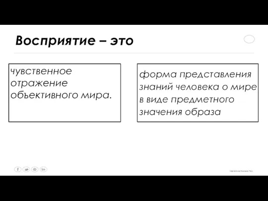 Восприятие – это International Business Plan форма представления знаний человека о