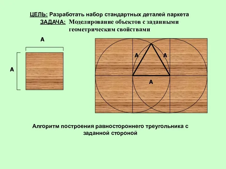 ЦЕЛЬ: Разработать набор стандартных деталей паркета ЗАДАЧА: Моделирование объектов с заданными