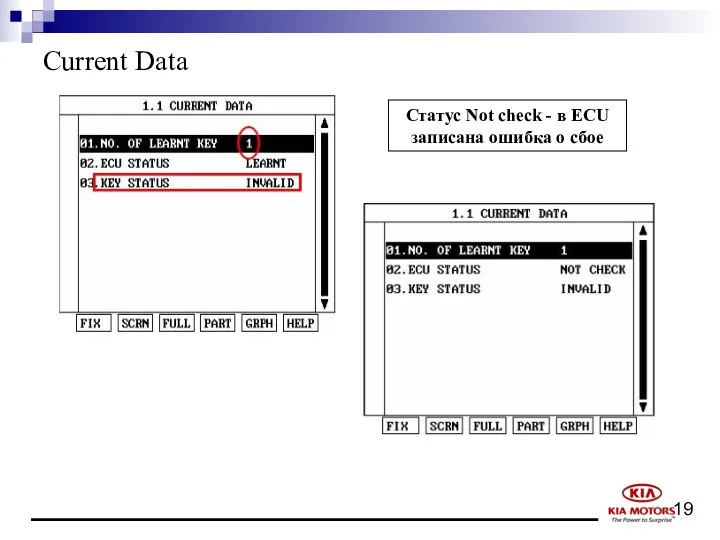 Current Data Статус Not check - в ECU записана ошибка о сбое