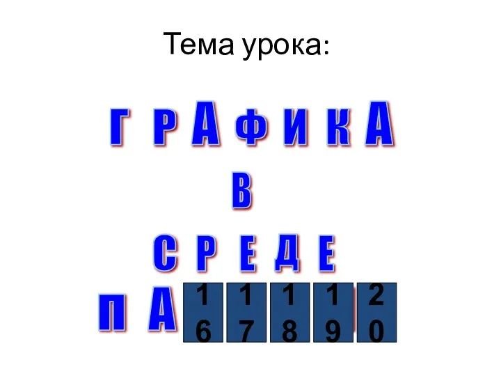 Тема урока: Г А Р Ф И К А В Р