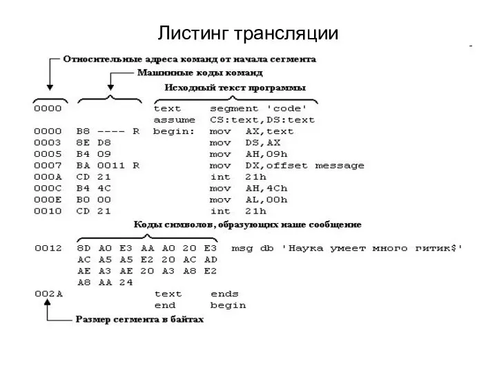 Листинг трансляции