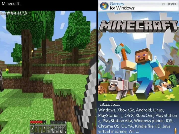 Minecraft. 18.11.2011. Windows, Xbox 360, Android, Linux, PlayStation 3, OS X,