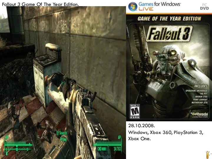 Fallout 3 Game Of The Year Edition. 28.10.2008. Windows, Xbox 360, PlayStation 3, Xbox One.