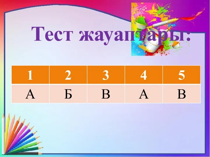 Тест жауаптары: