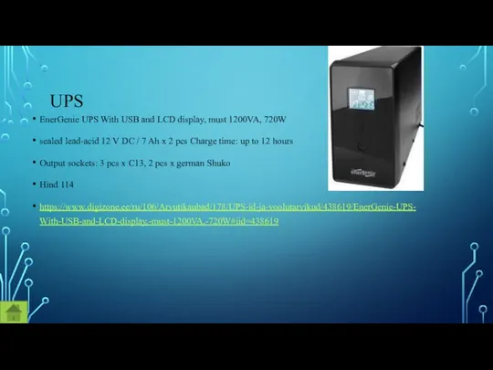 UPS EnerGenie UPS With USB and LCD display, must 1200VA, 720W