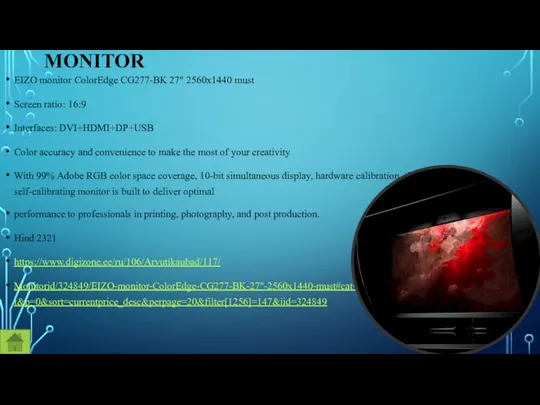 MONITOR EIZO monitor ColorEdge CG277-BK 27" 2560x1440 must Screen ratio: 16:9