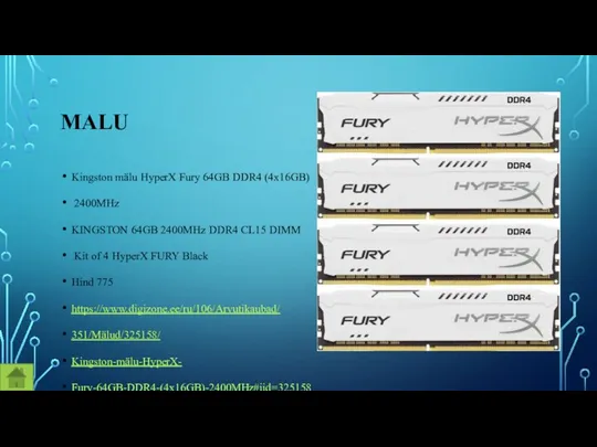 MALU Kingston mälu HyperX Fury 64GB DDR4 (4x16GB) 2400MHz KINGSTON 64GB