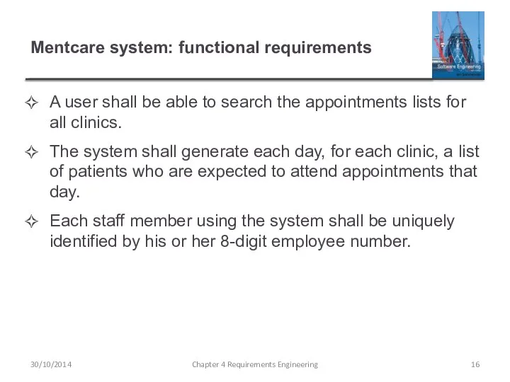 Mentcare system: functional requirements A user shall be able to search