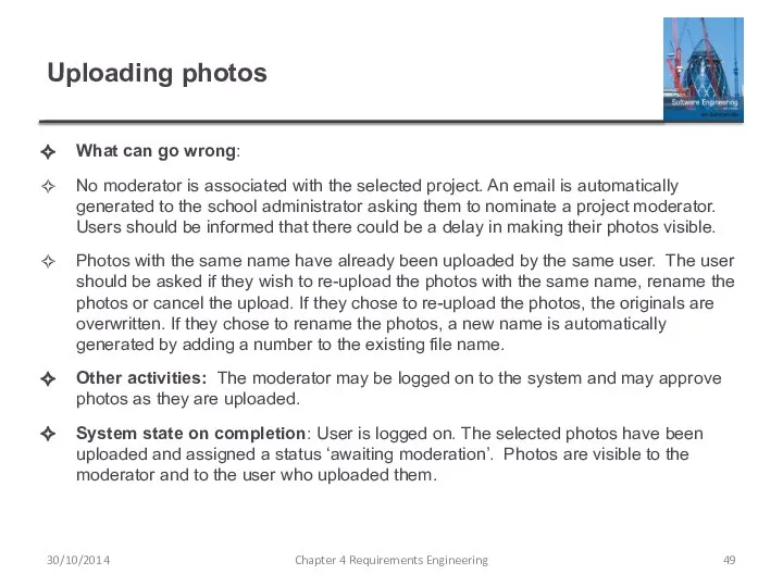 Uploading photos What can go wrong: No moderator is associated with