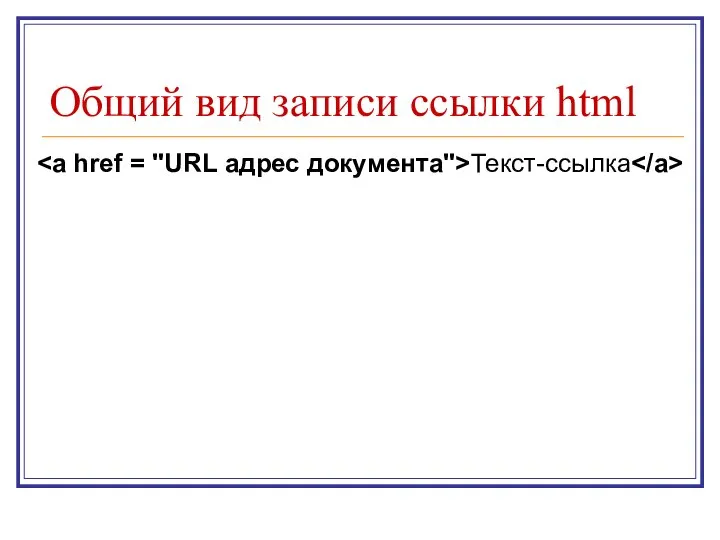 Общий вид записи ссылки html Текст-ссылка