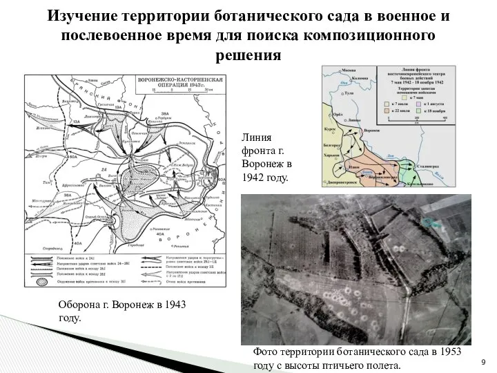 Изучение территории ботанического сада в военное и послевоенное время для поиска