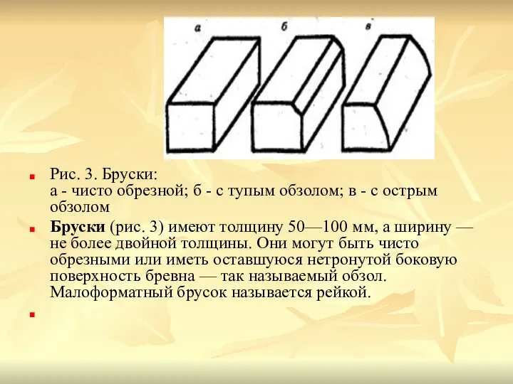 Рис. 3. Бруски: а - чисто обрезной; б - с тупым