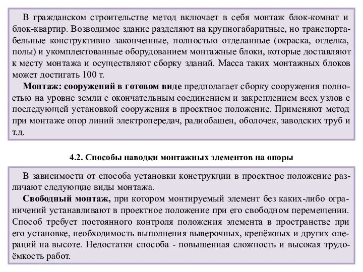 В гражданском строительстве метод включает в себя монтаж блок-комнат и блок-квартир.