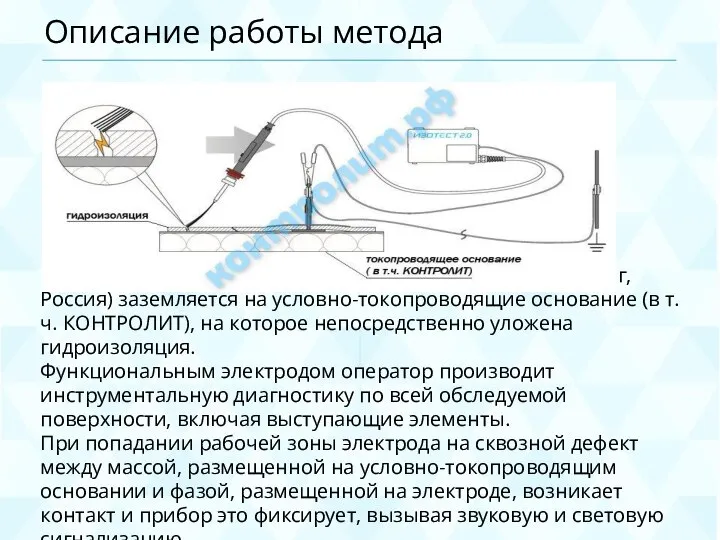 Прибор ИЗОТЕСТ 2.0 (производство ГК Электроинжиниринг, Россия) заземляется на условно-токопроводящие основание